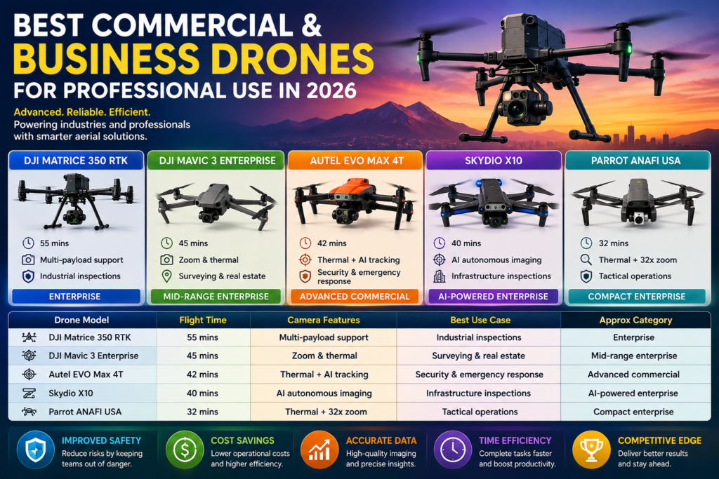 Best Commercial & Business Drones for Professional Use in 2026