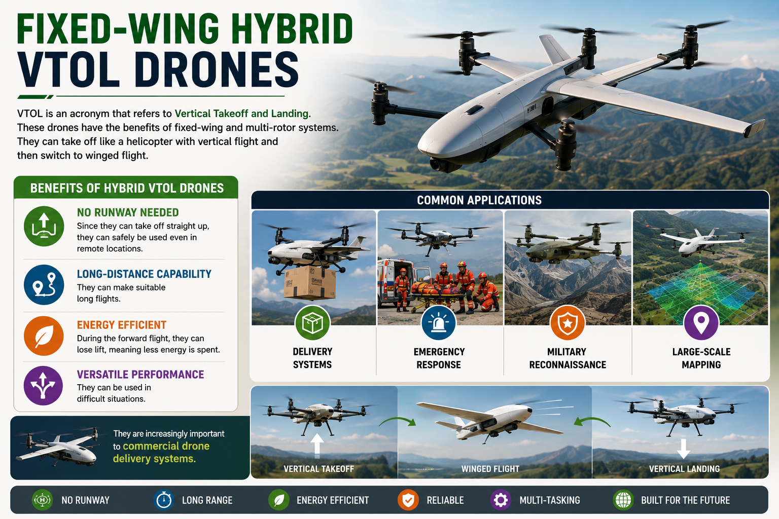 Fixed Wing Hybrid VTOL Drones