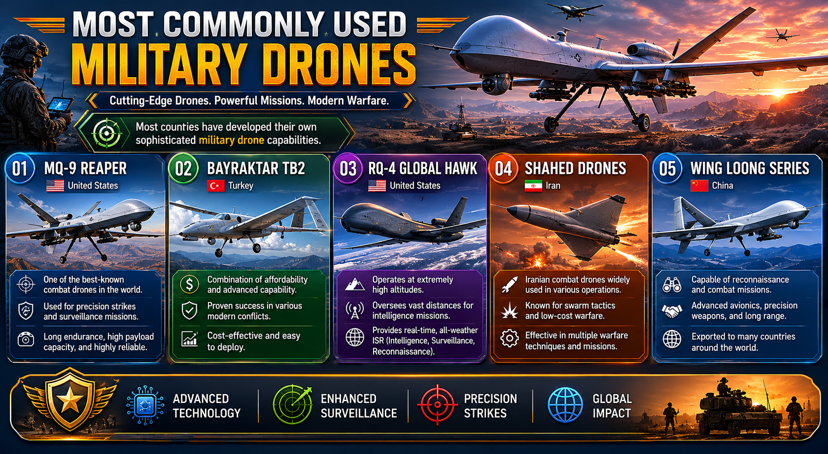 Most Commonly Used Military Drones
