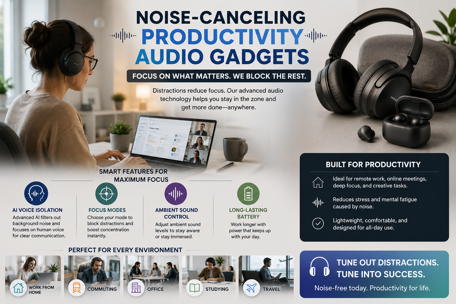 Noise-Canceling Productivity Audio Gadgets