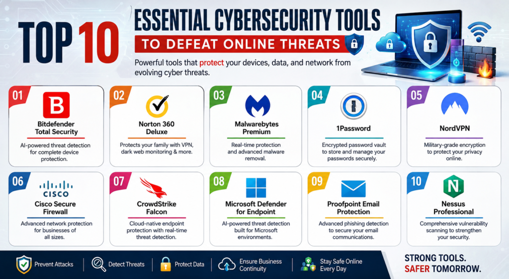 Top 10 Essential Cybersecurity Tools to Defeat Online Threats