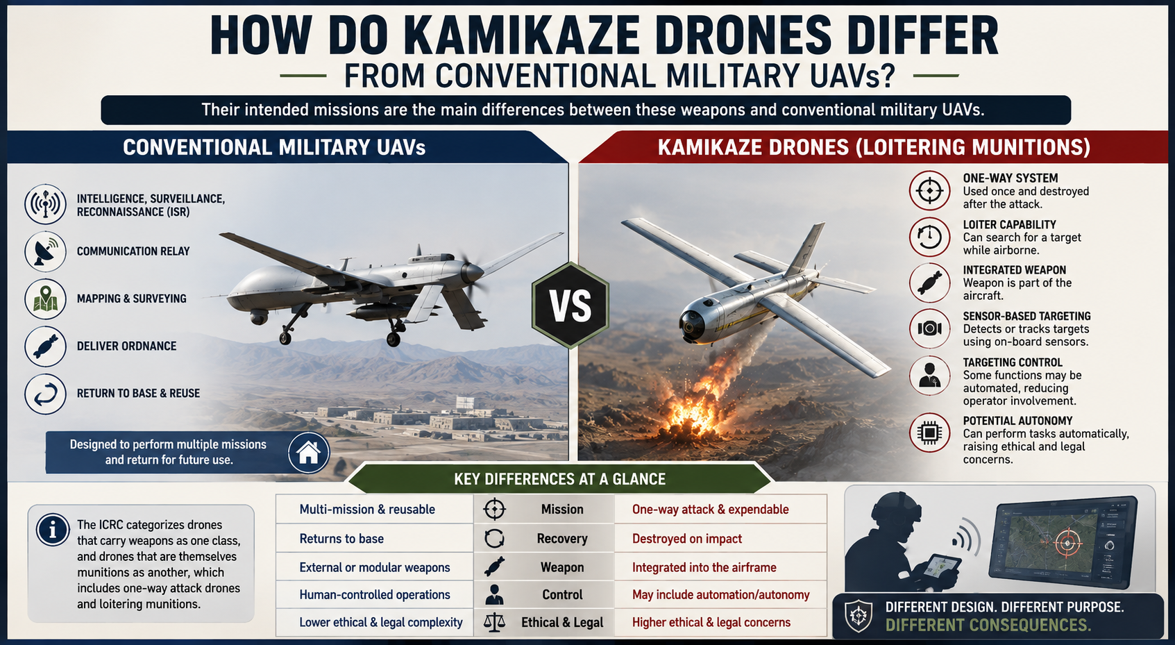 How Do Kamikaze Drones Differ From Conventional Military UAVs