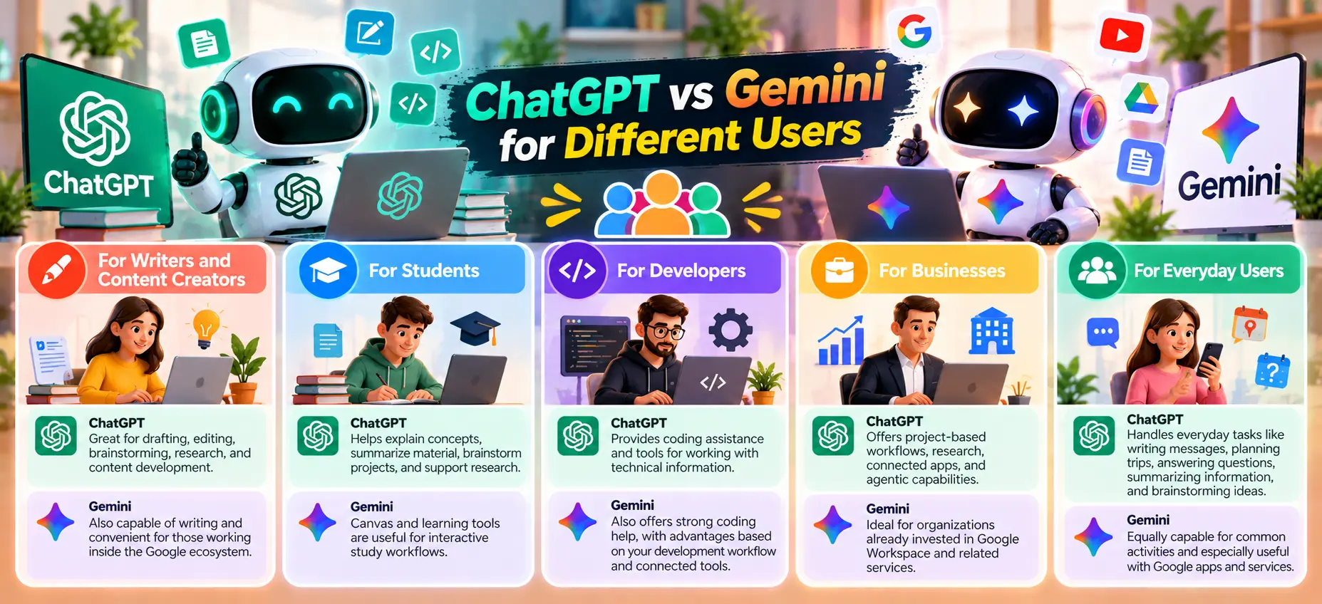 ChatGPT vs Gemini for Different Users