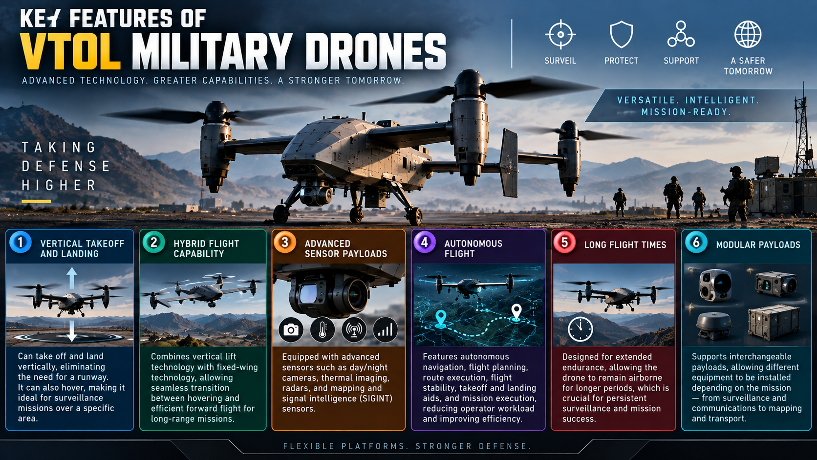 Key Features of VTOL Military Drones