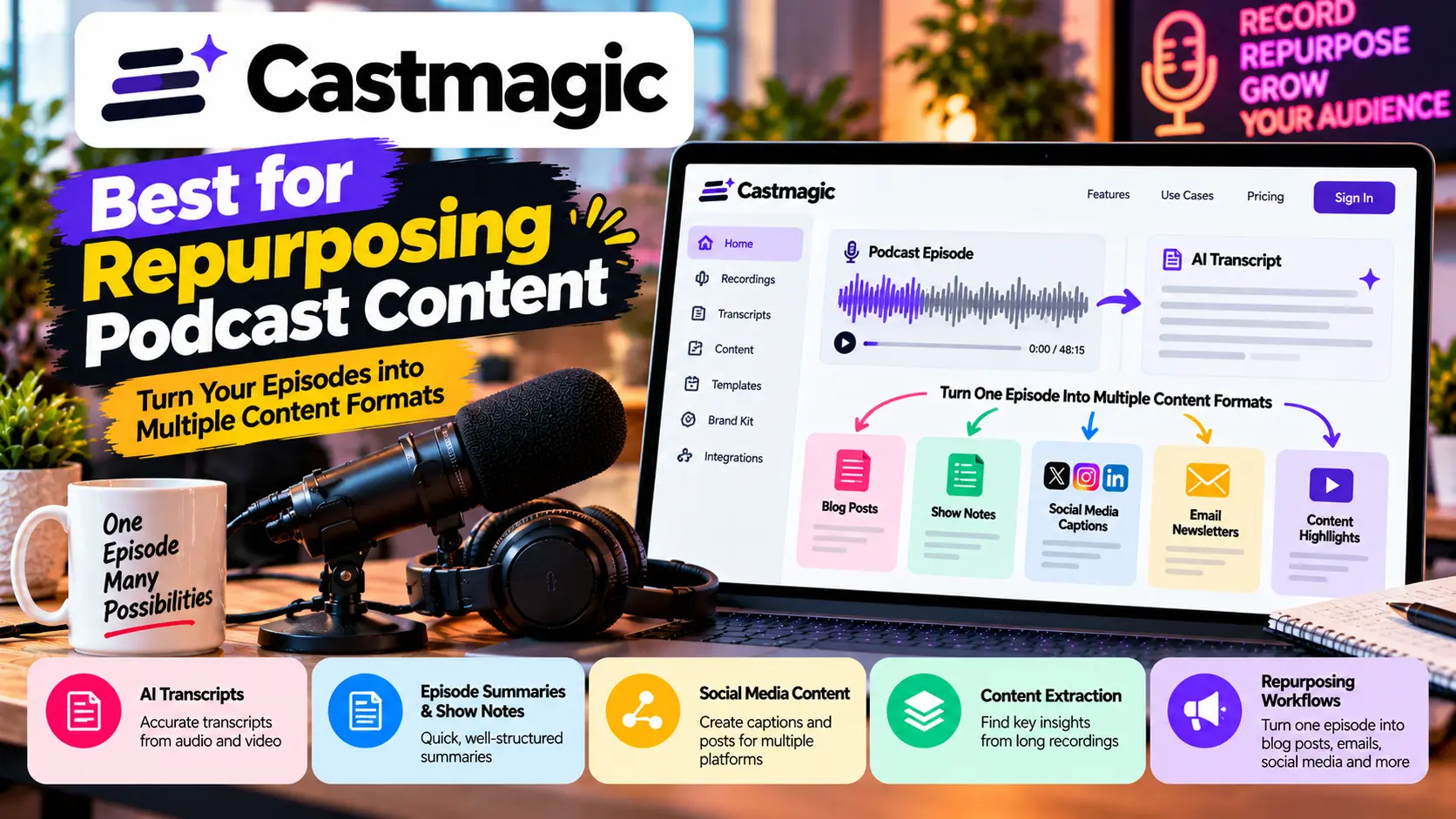 Castmagic – Best for Repurposing Podcast Content