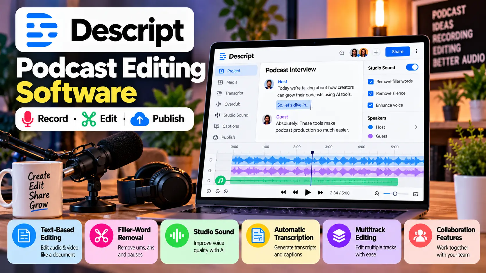 Descript – Best for AI-Powered Podcast Editing