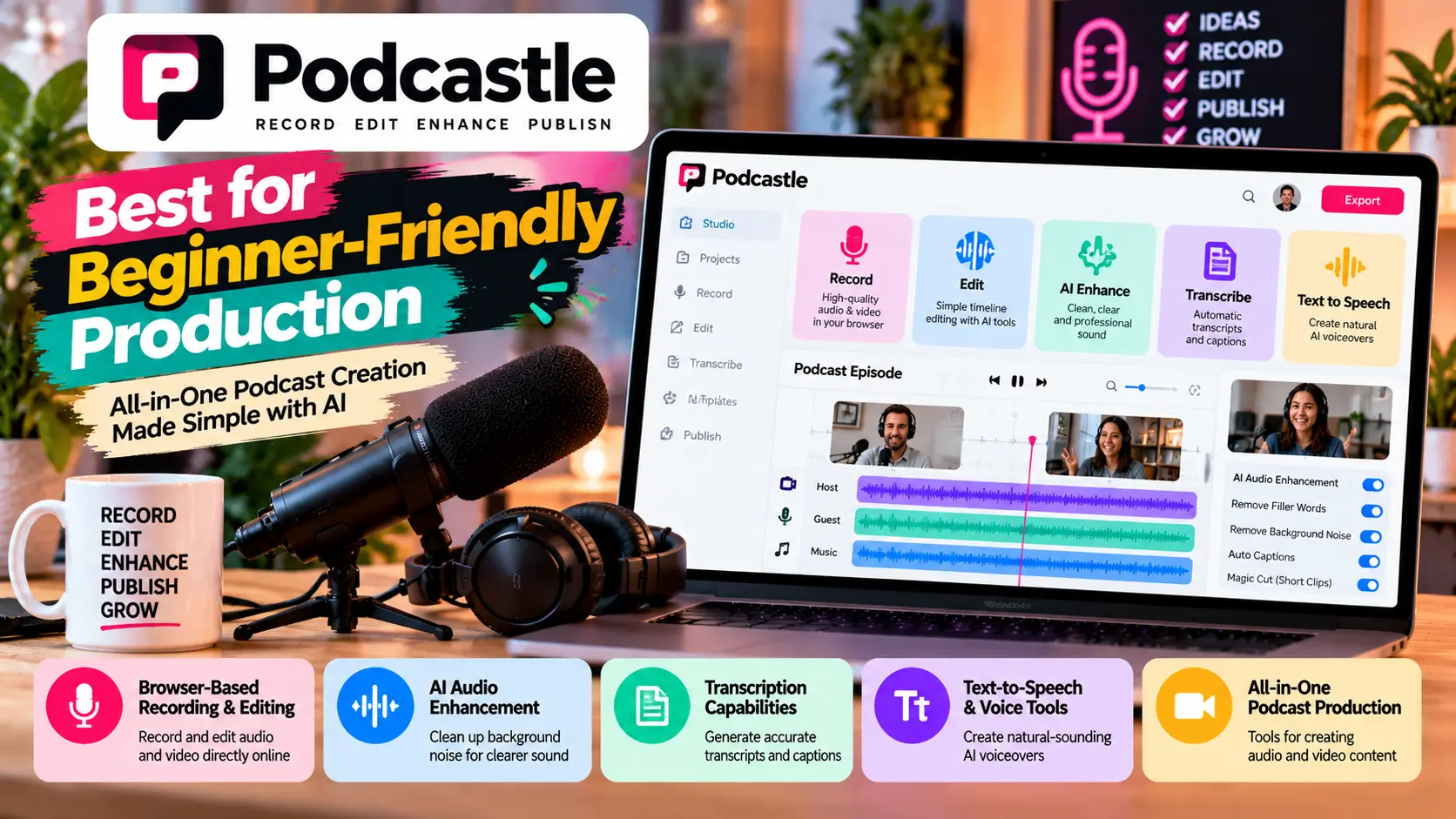 Podcastle – Best for Beginner-Friendly Production
