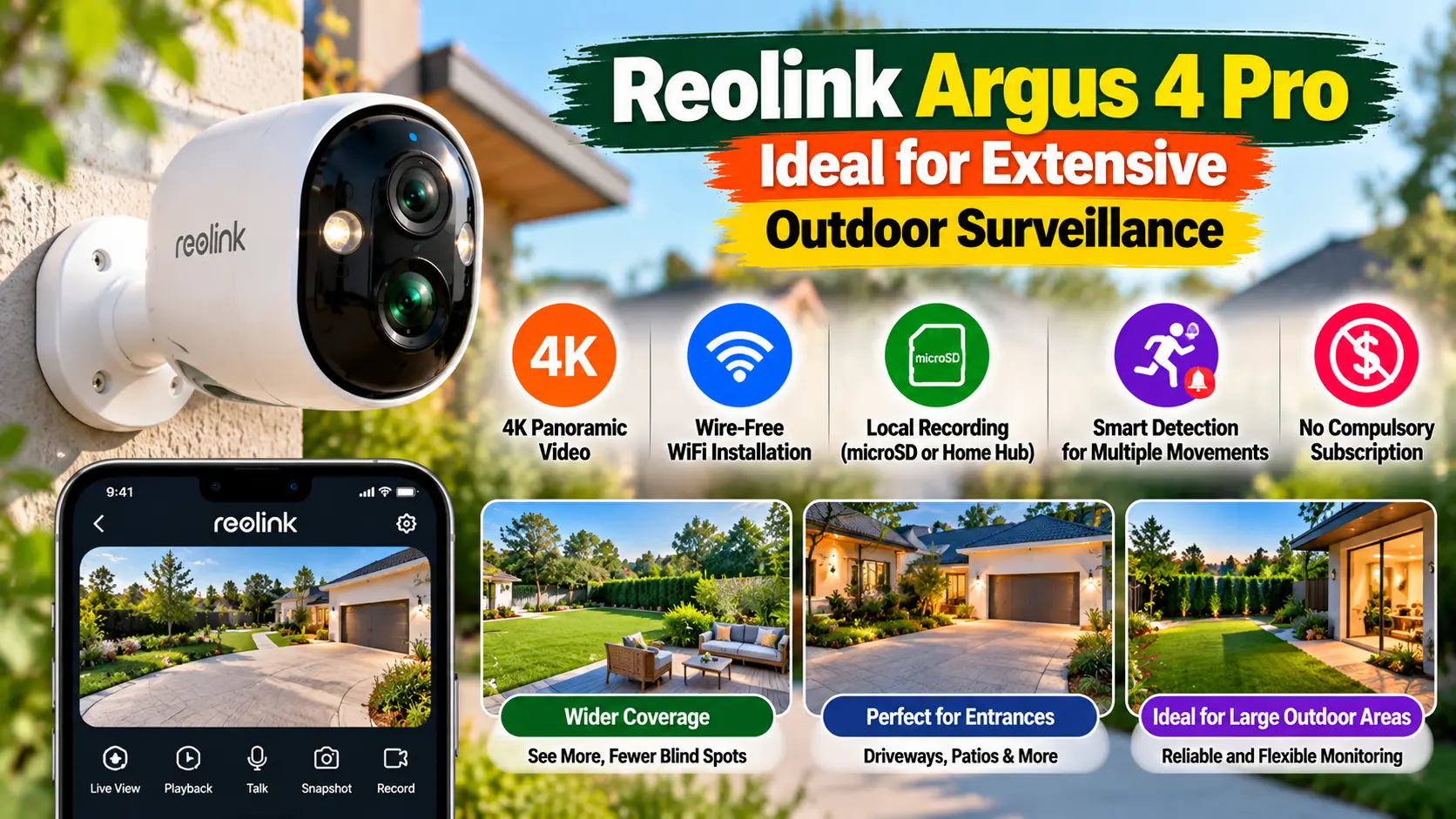 Reolink Argus 4 Pro – Ideal for extensive outdoor surveillance