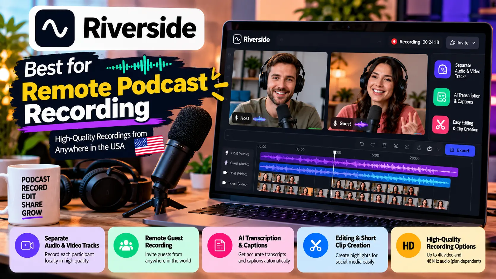 Riverside – Best for Remote Podcast Recording